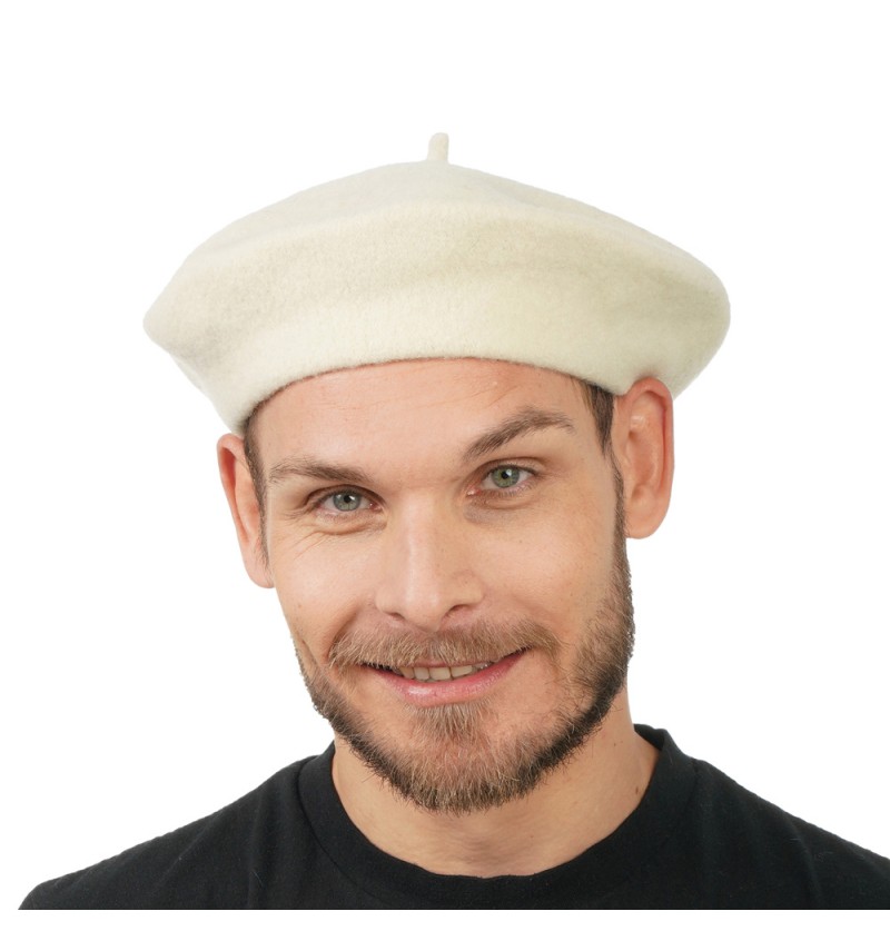 Fransk Baret Hvid | Frankrig Hat / Hue / Hjelm - Hovedtilbehør - Temashop