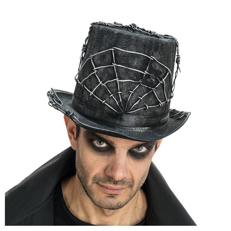 Gotisk Edderkop Tophat (26 cm x 30 cm x 16 cm) | Voodoo Hat / Hue / Hjelm - Hovedtilbehør - Temashop