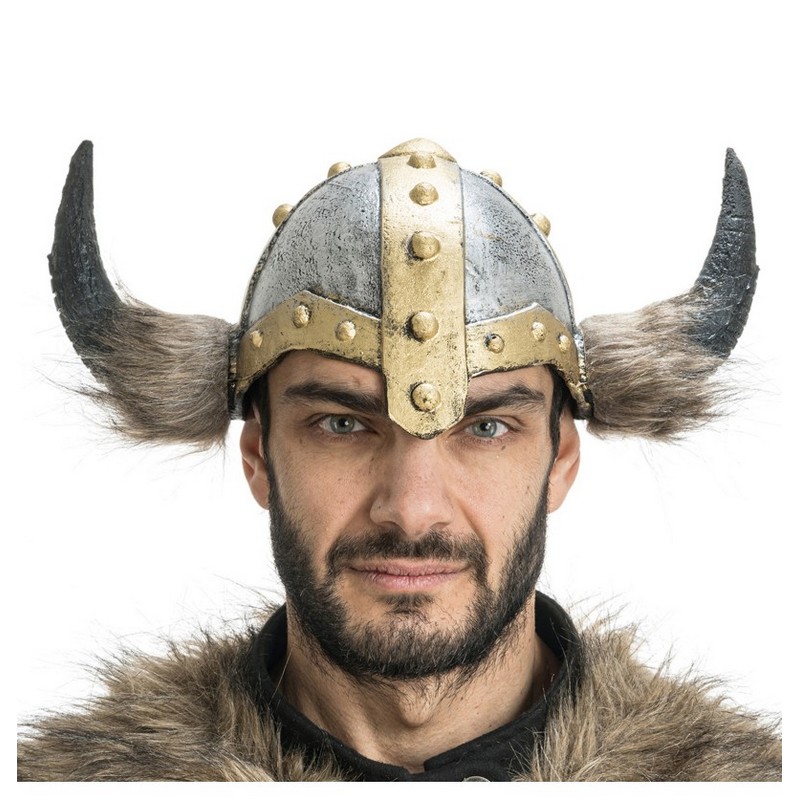 Vikingehjelm Med Horn (35 cm x 20 cm x 15 cm) | Viking Hat / Hue / Hjelm - Hovedtilbehør - Temashop