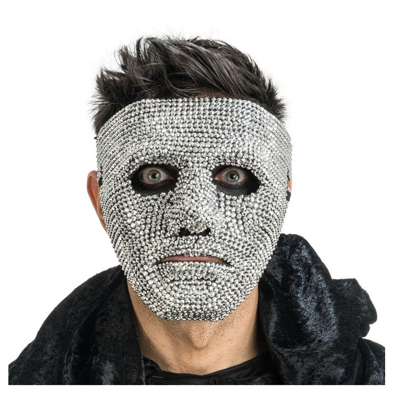 Anonym Diamant Maske Sølv (17,5 x 10 x 17 cm) | Halloween Maske - Hovedtilbehør - Temashop