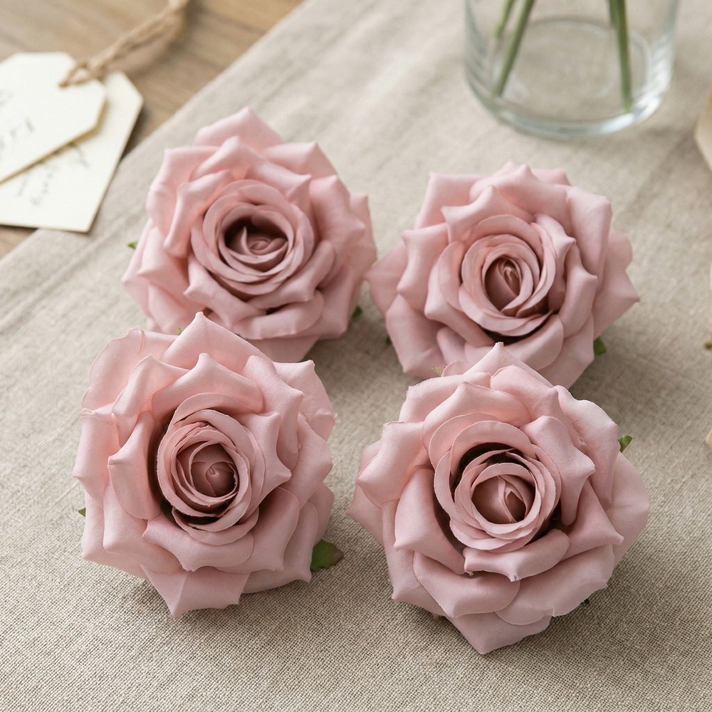 Rosenhoveder Lyserød - 4 stk (9,5 cm x 5,5 cm) | Blomst Kunstige blomster - Temashop