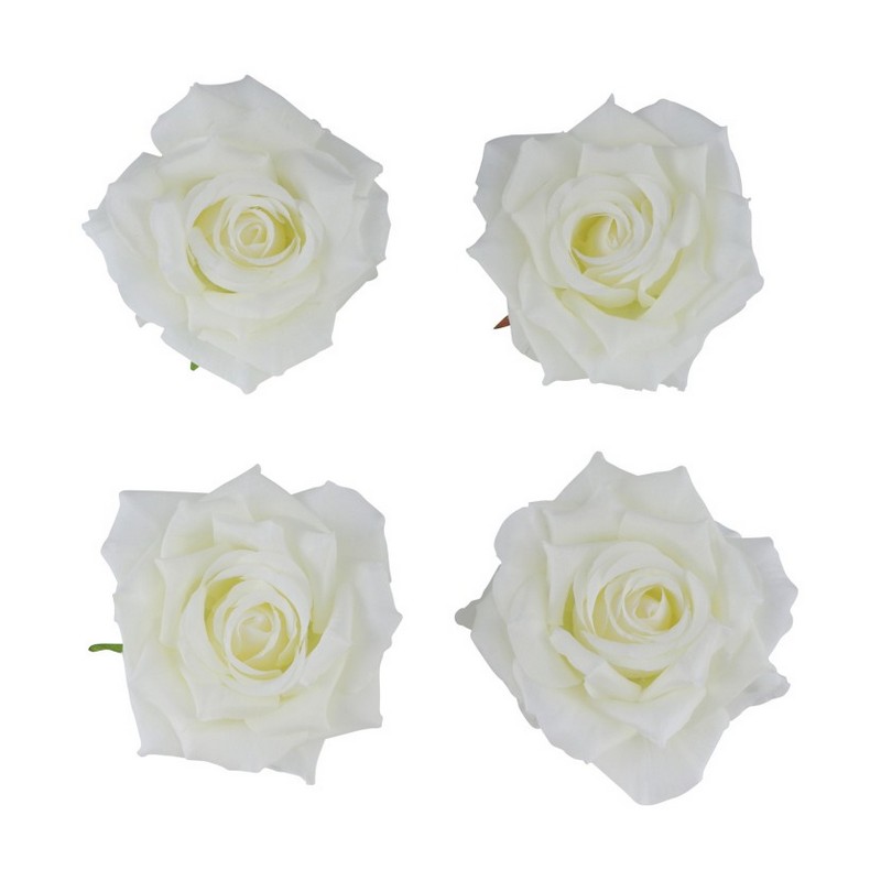 Kunstige Roser Hvid - 4 stk (9.5 x 5.5 cm) | Blomst Kunstige blomster - Temashop