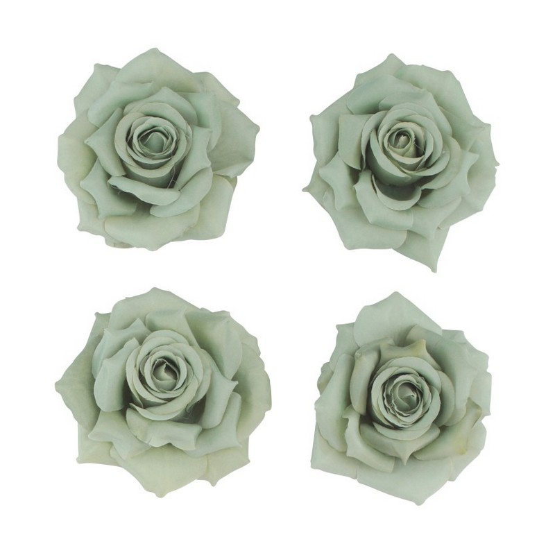 Kunstige Roser Salviegrøn - 4 stk (9.5 x 5.5 cm) | Blomst Kunstige blomster - Temashop