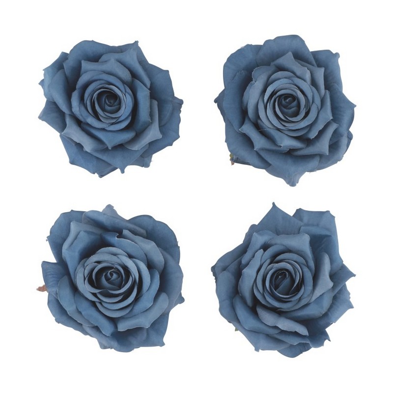 Kunstige Roser Denimblå - 4 stk (9.5 x 5.5 cm) | Blomst Kunstige blomster - Temashop