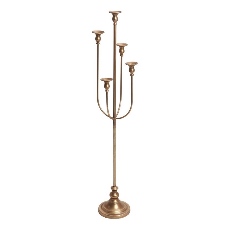 Majestætisk Femarmet Lysestage Guld - 1 stk (20 cm x 110 cm) | Guld tema Lysestager - Temashop