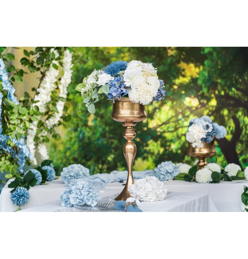 Antik Vase Med Fod Guld - 1 stk (27,5 x 58,5 cm) - Temashop