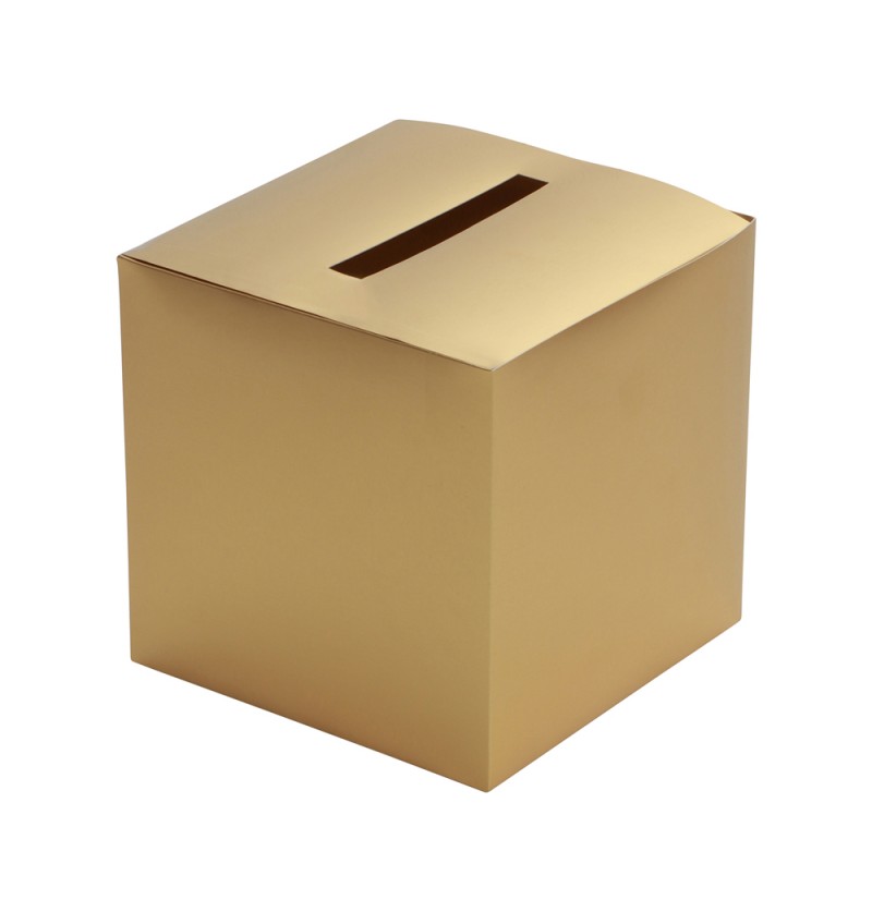 Kortæske Guld - 1 stk (23 x 23 x 23 cm) | Guld tema Æsker - Temashop