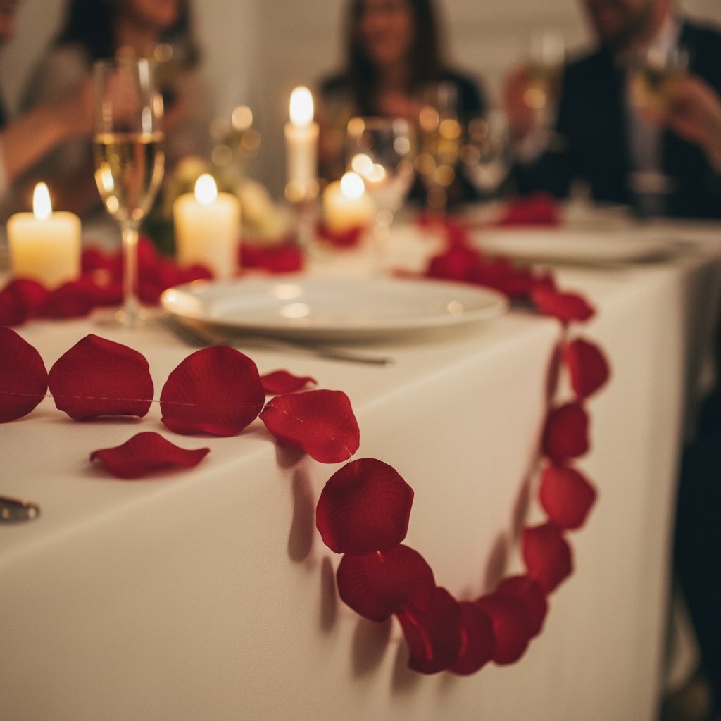 Kunstig Rosenblade Guirlande Rød