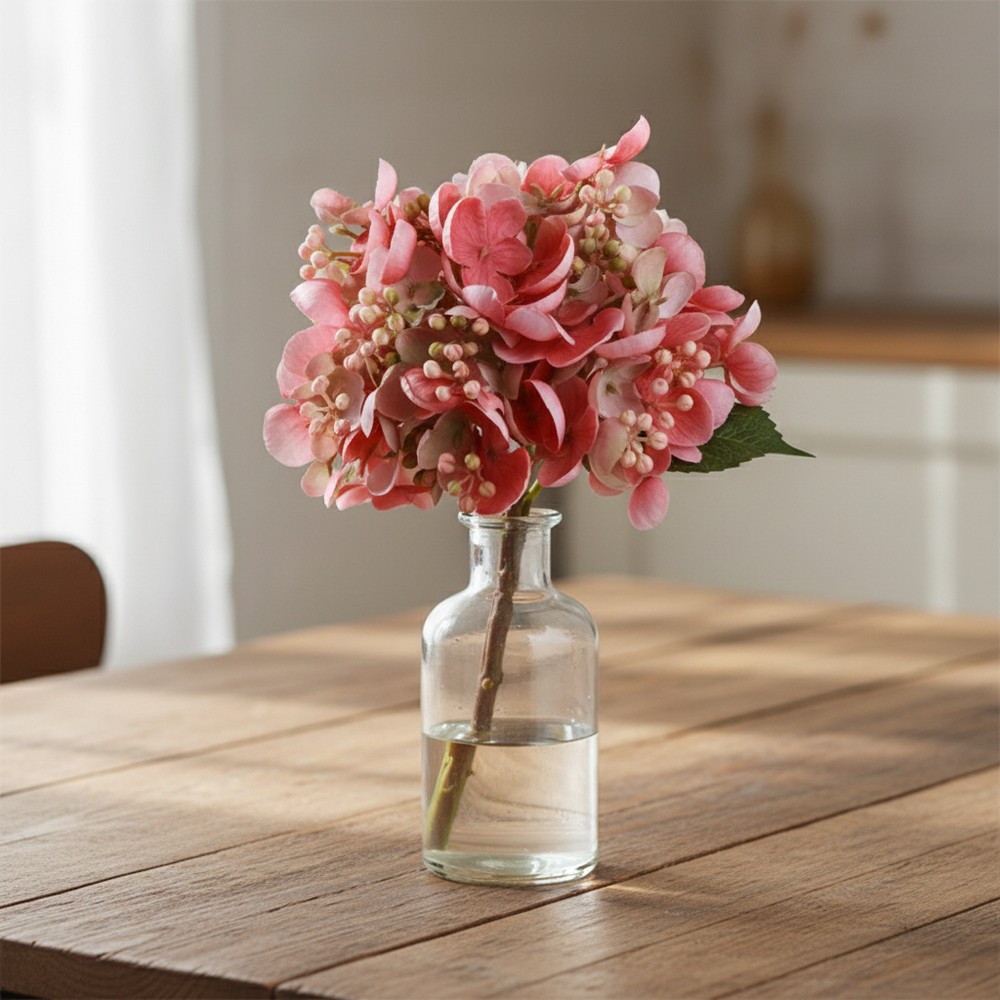 Kunstig Hortensiagren Med Knopper Lyserød