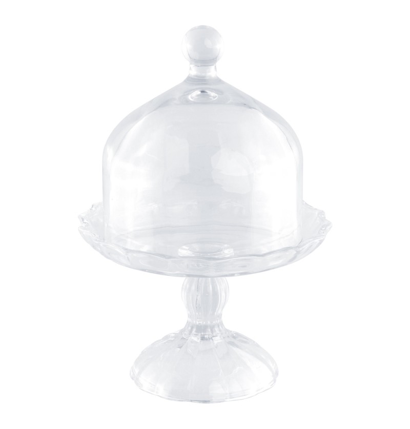 Glas Kagestand Med Klokke
