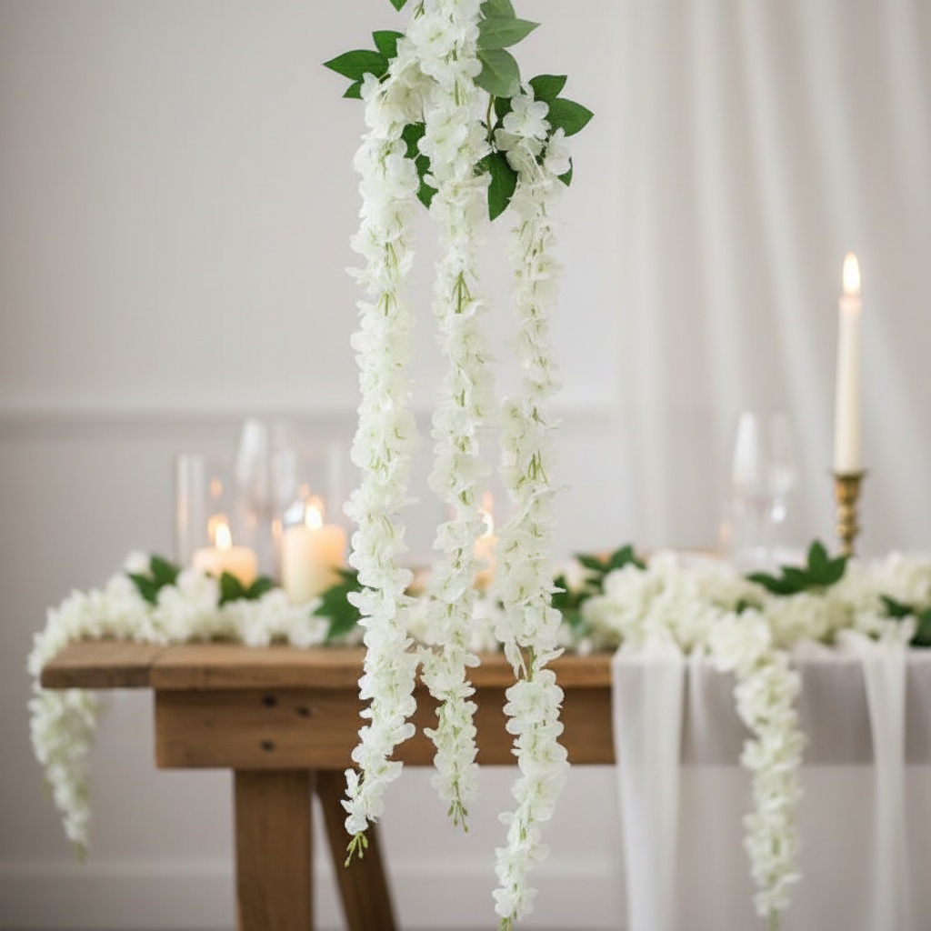 Kunstig Hortensia Blomsterranke Hvid - 1 stk (170 x 20 x 5 cm) | Blomst Kunstige blomster - Temashop