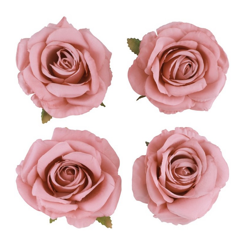 Kunstige Roser Gammelpink - 4 stk (11 x 6 cm) | Blomst Kunstige blomster - Temashop