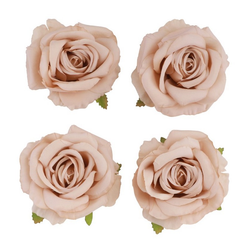 Kunstige Roser Pudderlyserød - 4 stk (11 x 6 cm) | Blomst Kunstige blomster - Temashop