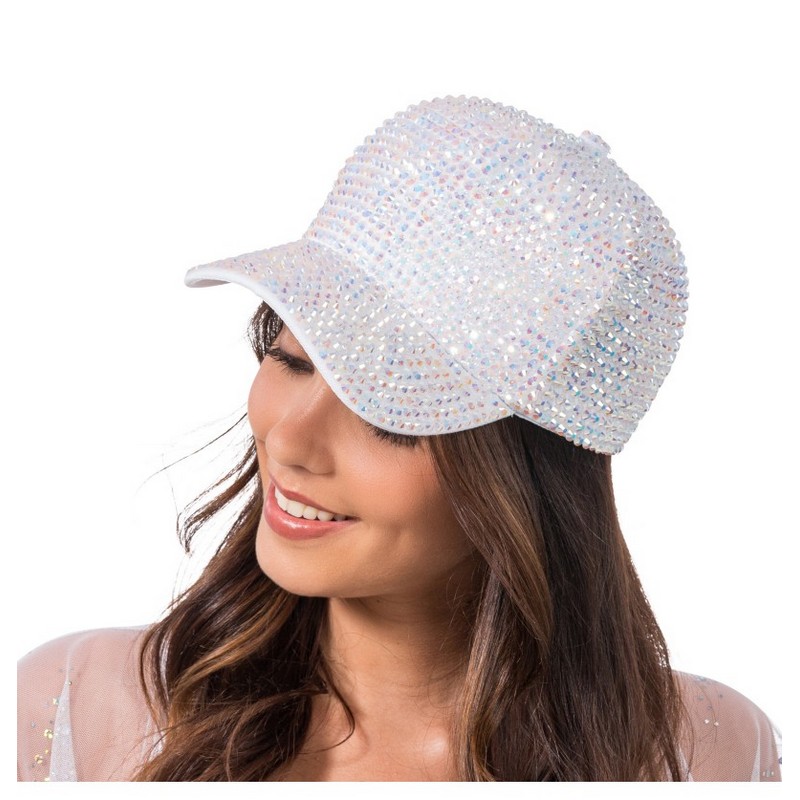 Diamant Kasket Hvid | Festival Hat / Hue / Hjelm - Hovedtilbehør - Temashop