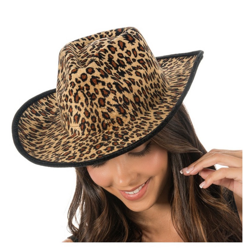 Leopard Cowboyhat | Leopard Hat / Hue / Hjelm - Hovedtilbehør - Temashop