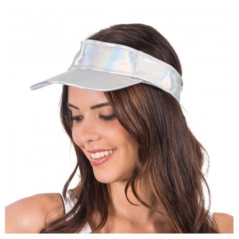 Iriserende Solskærm Kasket Sølv | Festival Hat / Hue / Hjelm - Hovedtilbehør - Temashop