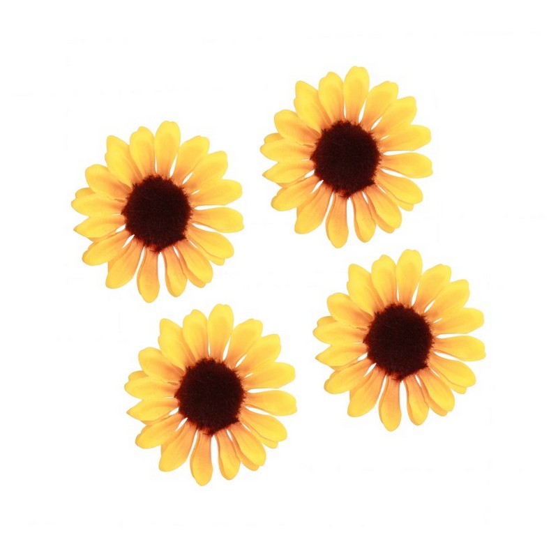Kunstige Solsikke Hoveder - 4 stk (10 cm x 1,5 cm) | Blomst Kunstige blomster - Temashop