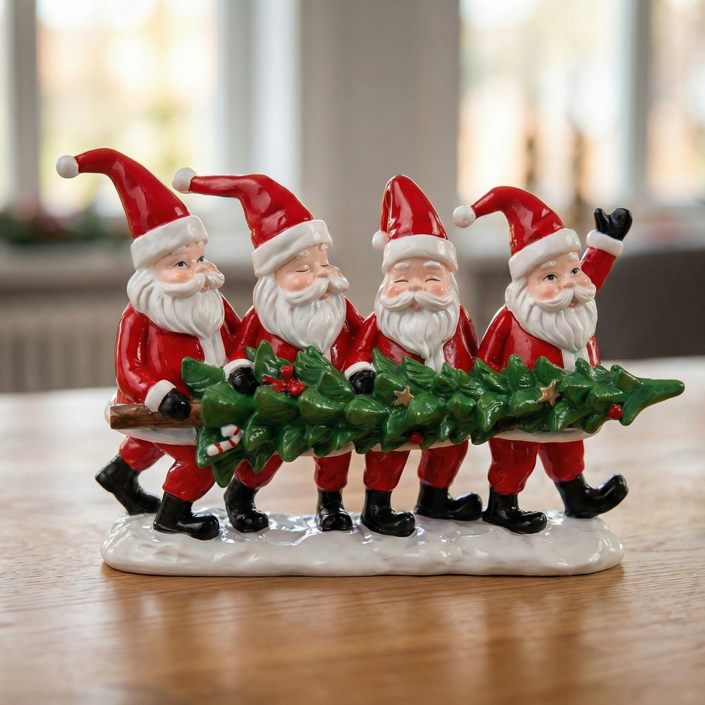 Julemænd Med Juletræ Figur - 1 stk (29 x 9 x 19,5 cm) | Julemand Julepynt - Temashop