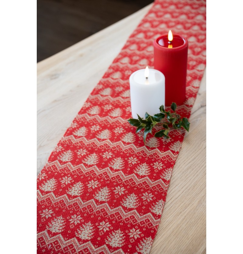 Julemotiv Bordløber Rød/Beige