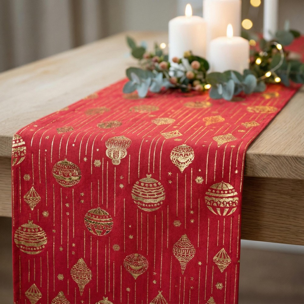 Julekugler Bordløber Rød/Guld