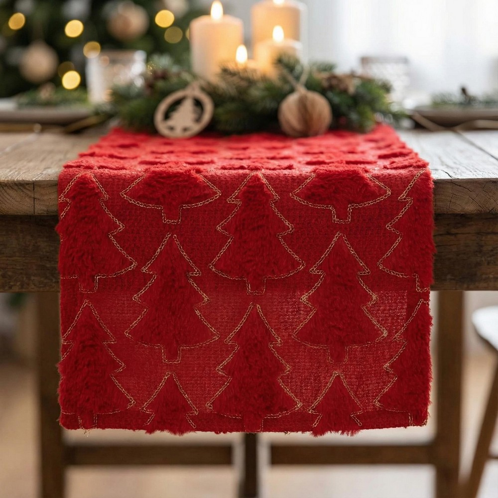 Glimmer Juletræ Bordløber Rød