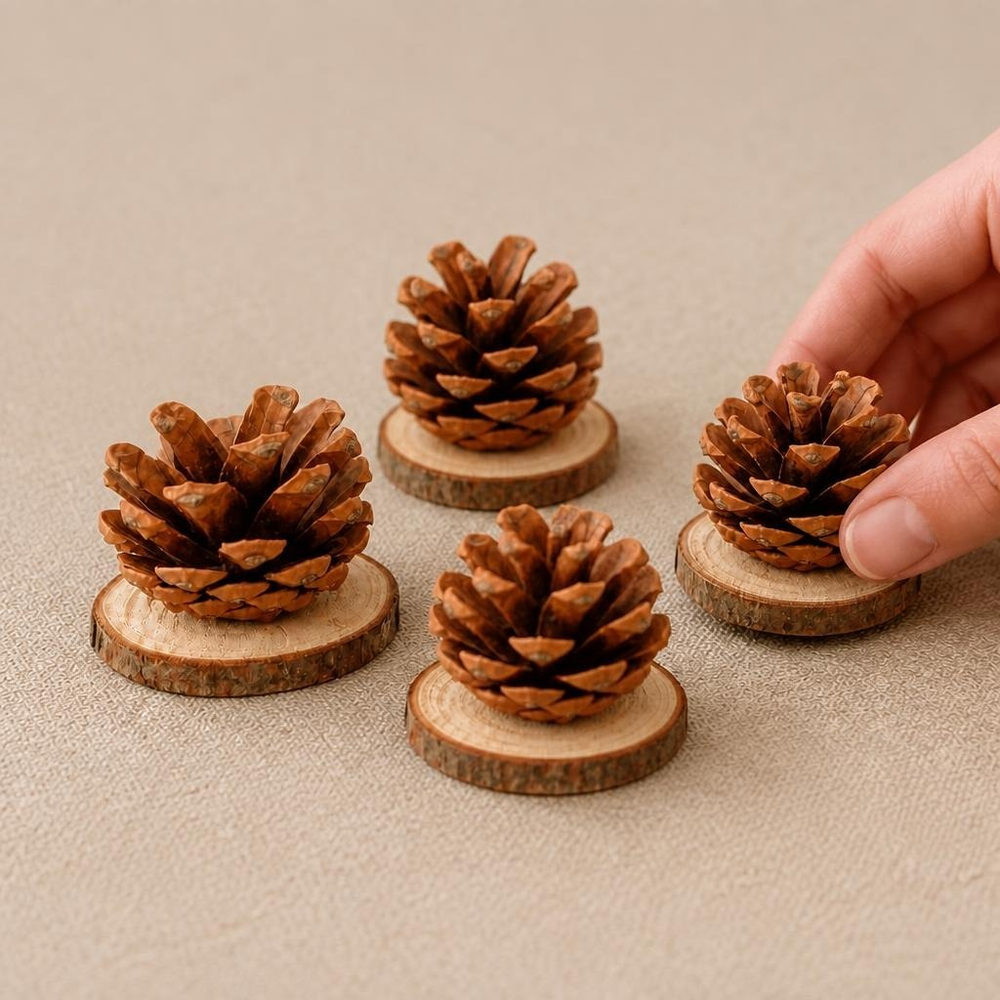 Naturkogle Bordkortholder - 4 stk (4,5 cm x 4,5 cm) | Julepynt Julepynt - Temashop