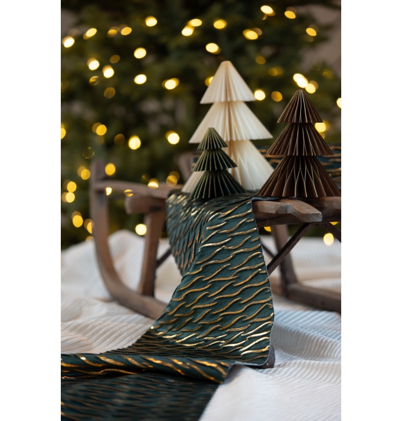 Velour Bordløber Grøn/Guld