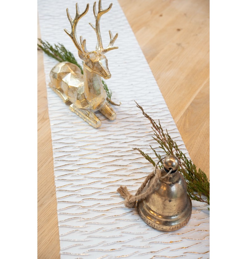 Velour Bordløber Hvid/Guld