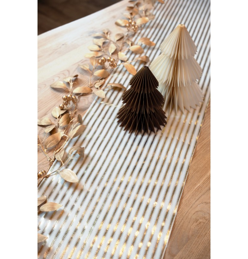 Velour Bordløber Hvid/Guld