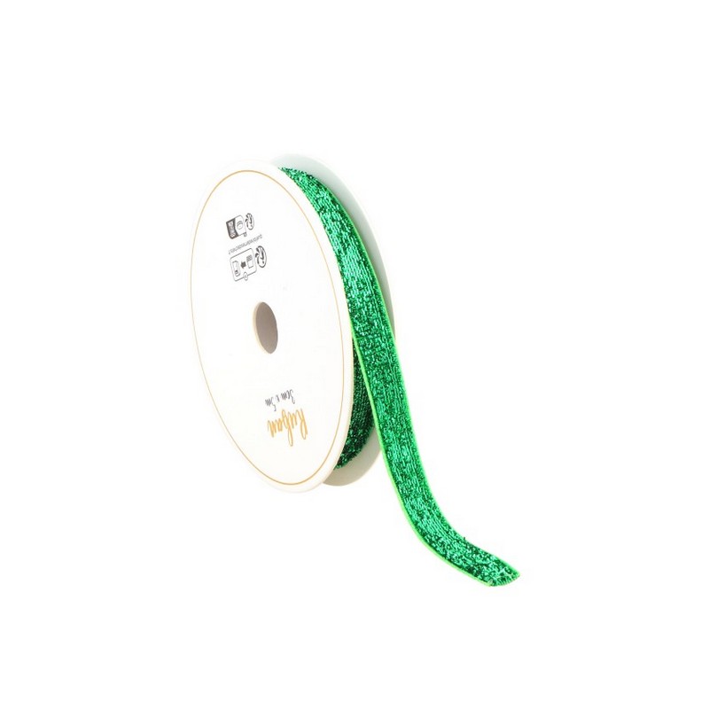 Glimmerbånd Grøn - 1 stk (2,5 cm x 3 m) | Grønt tema Bånd - Temashop