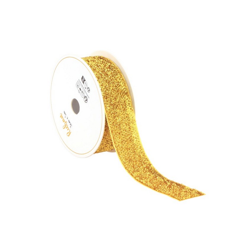 Glimmerbånd Guld - 1 stk (1 cm x 3 m) | Guld tema Bånd - Temashop