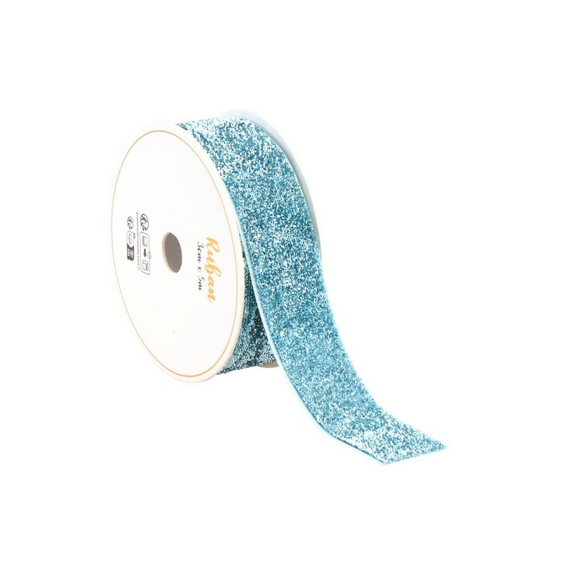 Glimmerbånd Polarblå - 1 stk (2,5 cm x 3 m) | Lyseblåt Tema Bånd - Temashop