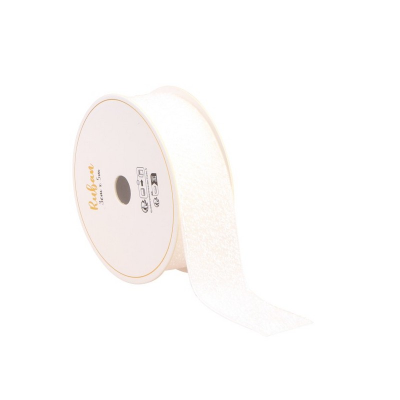 Glimmerbånd Hvid - 1 stk (2,5 cm x 3 m) | Hvidt tema Bånd - Temashop