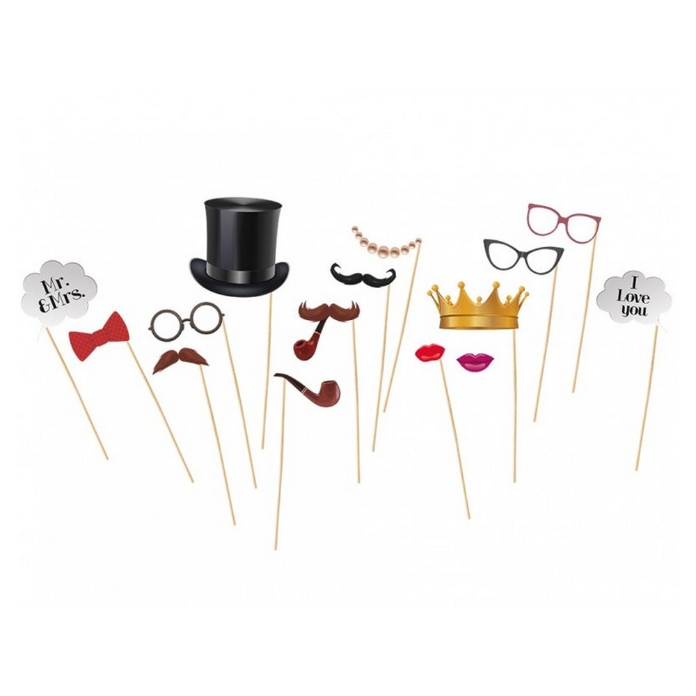Bryllup Photo Booth Selfie Props - 15 stk | Bryllup Photobooth - Temashop