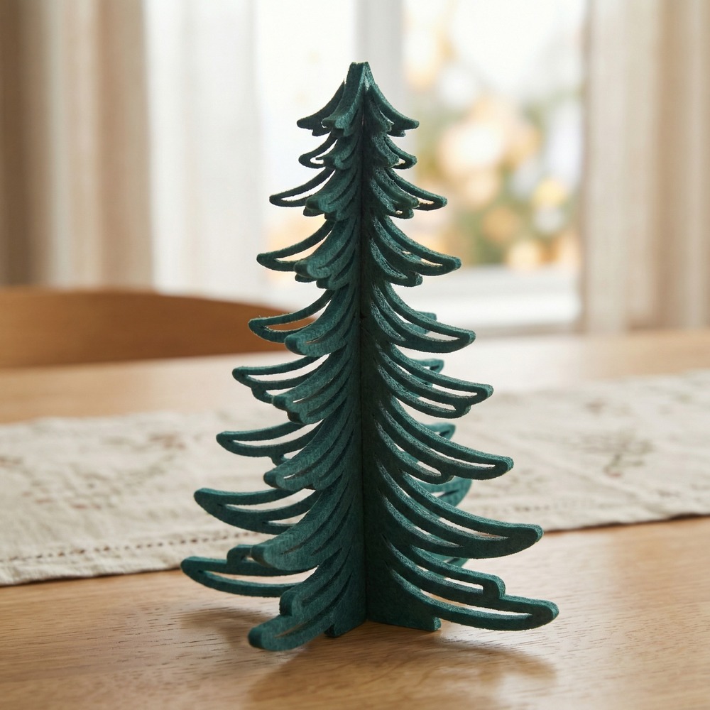 3D Filt Juletræ Grøn - 1 stk (18 x 18 x 23 cm) | Juletræ Julepynt - Temashop