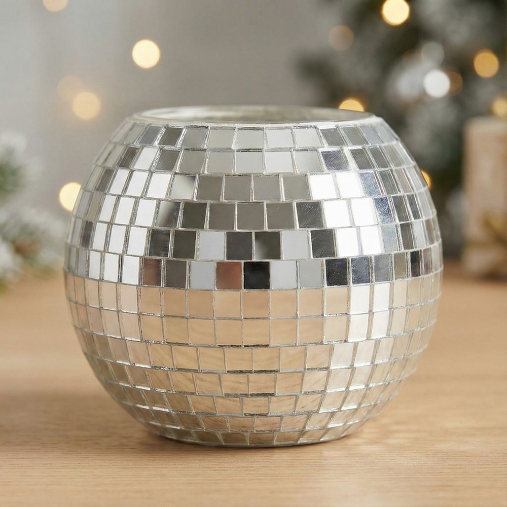 Diskokugle Fyrfadsstage Sølv