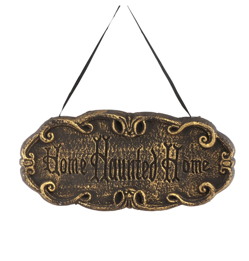 Haunted Home Skilt Sort/Guld