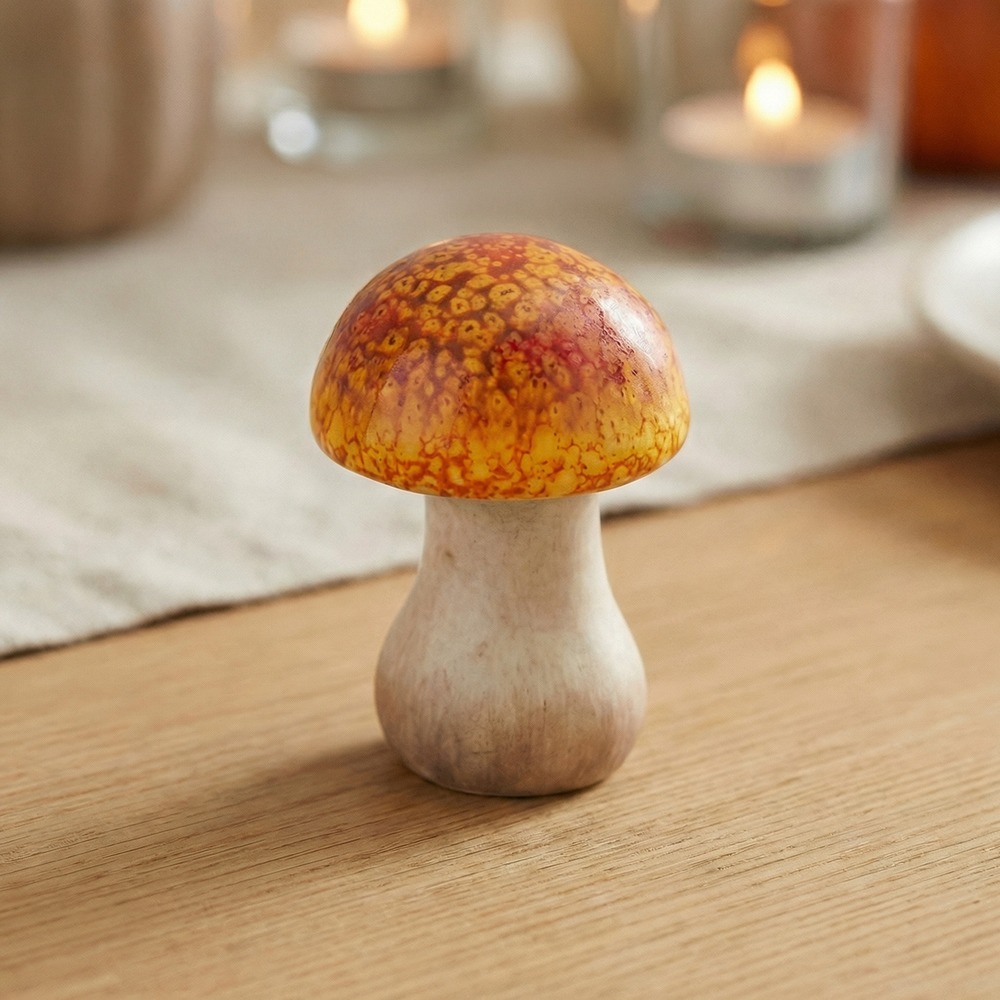 Mini Terracotta Svamp Orange - 1 stk (6 x 8,5 cm) | Natur tema Dekorationsfigurer - Temashop