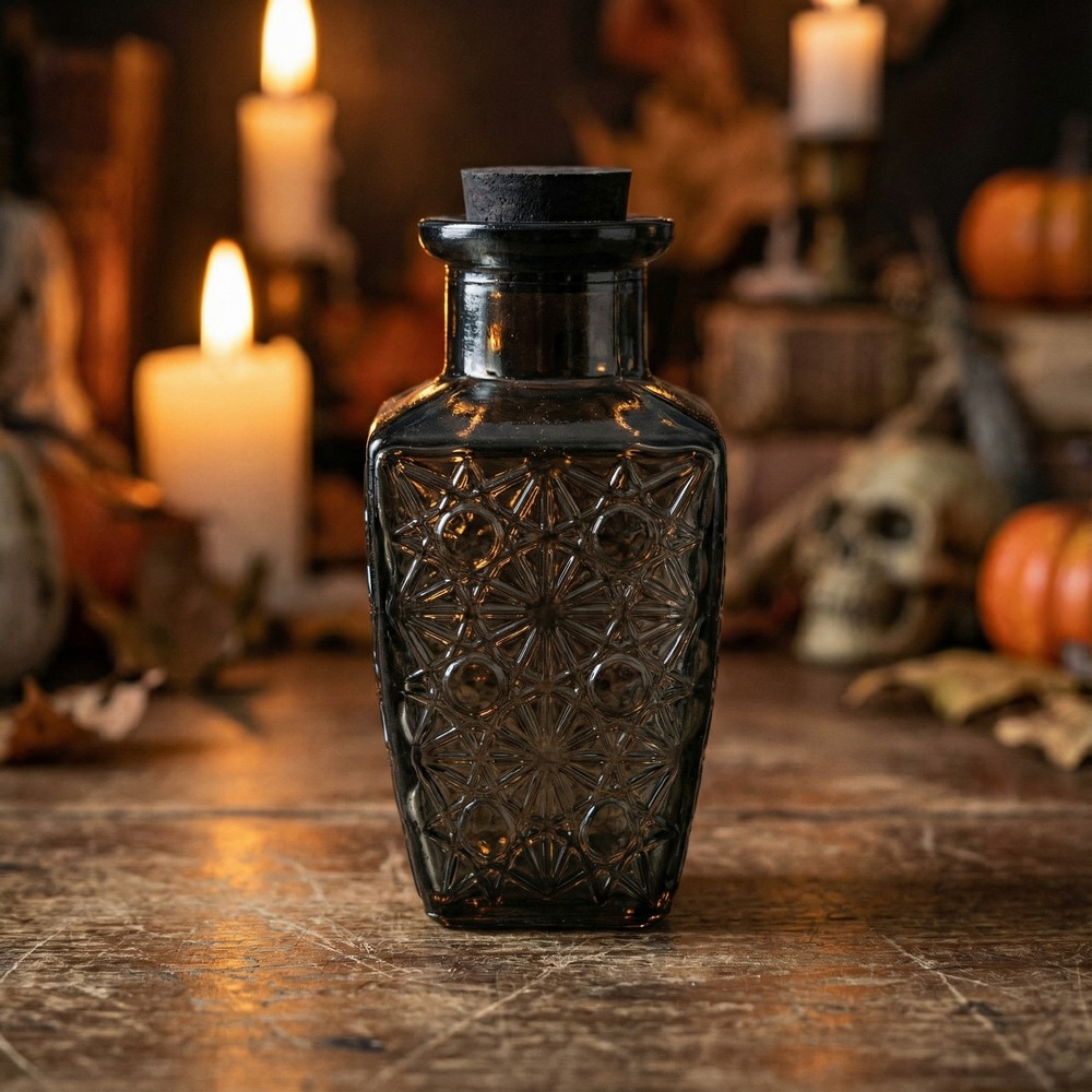 Mønstret Halloween Glasflaske Sort