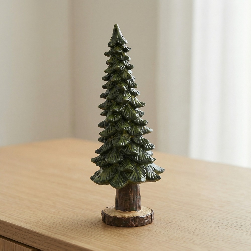 Resin Juletræ Grøn - 1 stk (13,5 x 32,5 cm) | Juletræ Julepynt - Temashop