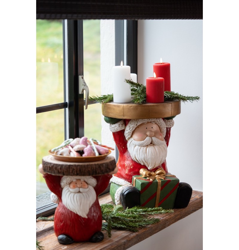 Julemand Figur Med Guldplade - 1 stk (35 x 36 x 46 cm) | Julemand Julepynt - Temashop
