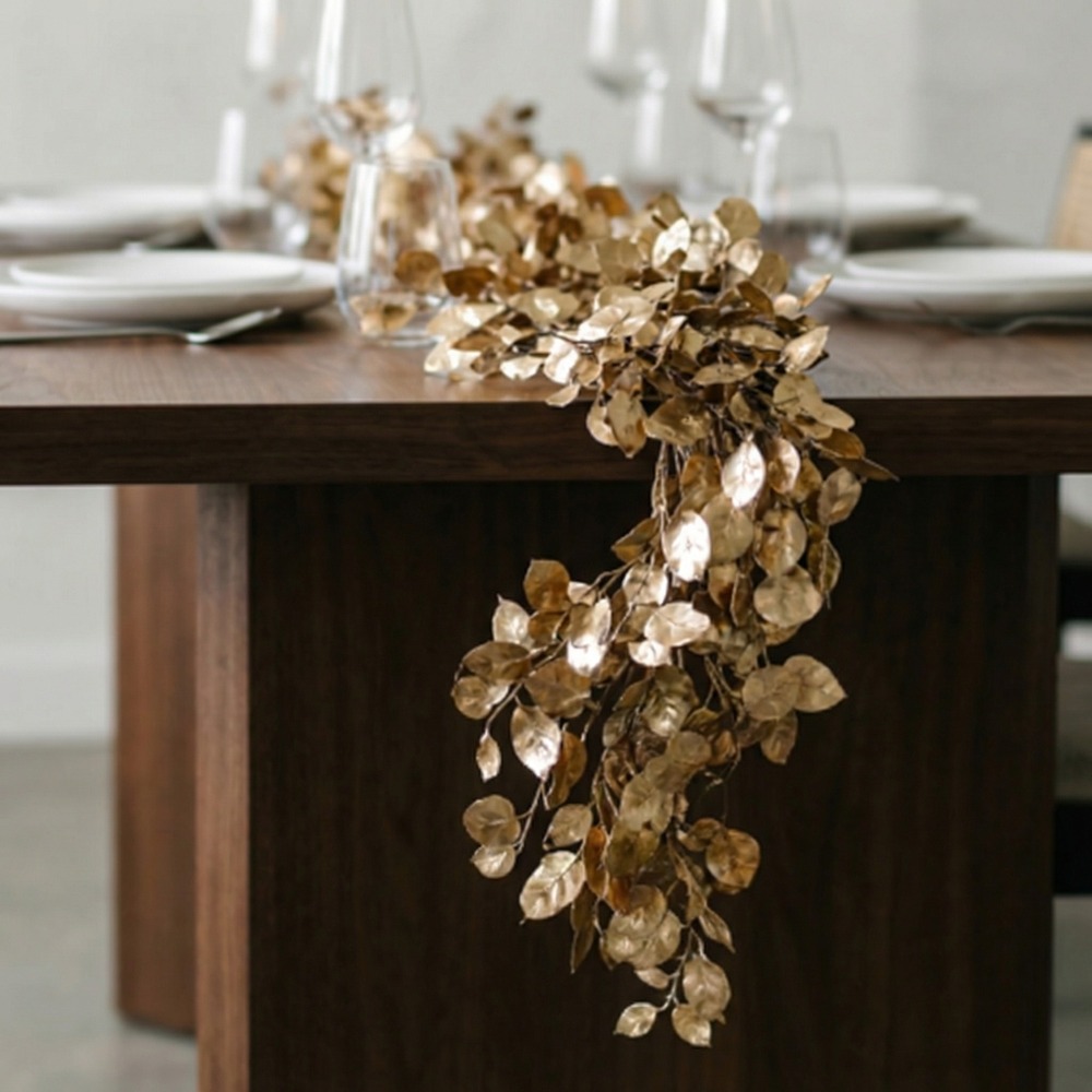 Metallisk Bladguirlande Guld - 1 stk (170 cm x 15 cm) | Guld tema Guirlander - Temashop