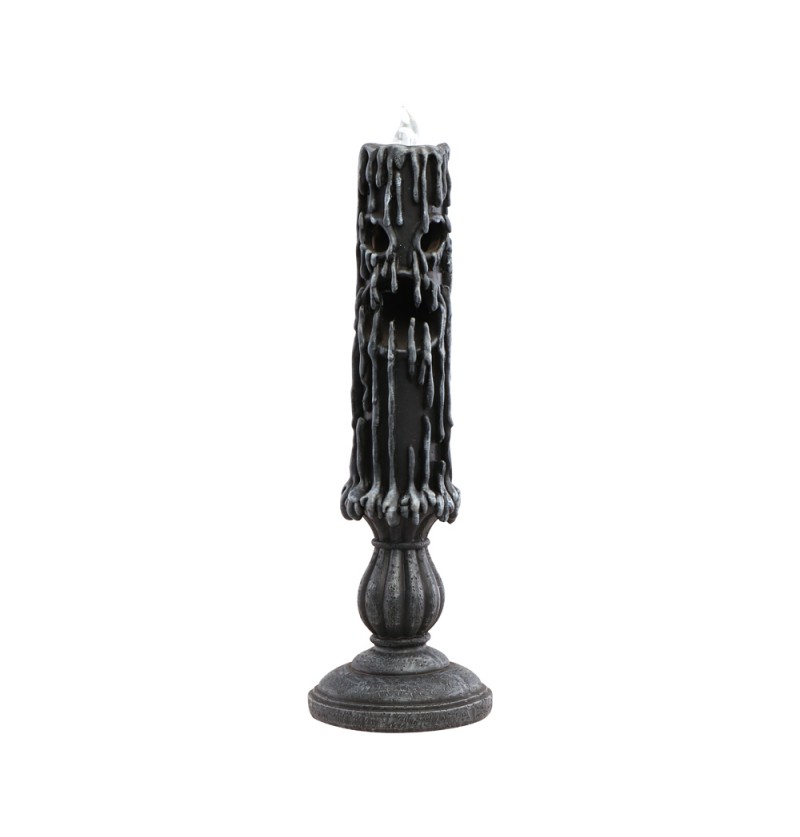 LED Stearinlys Med Ansigt Sort