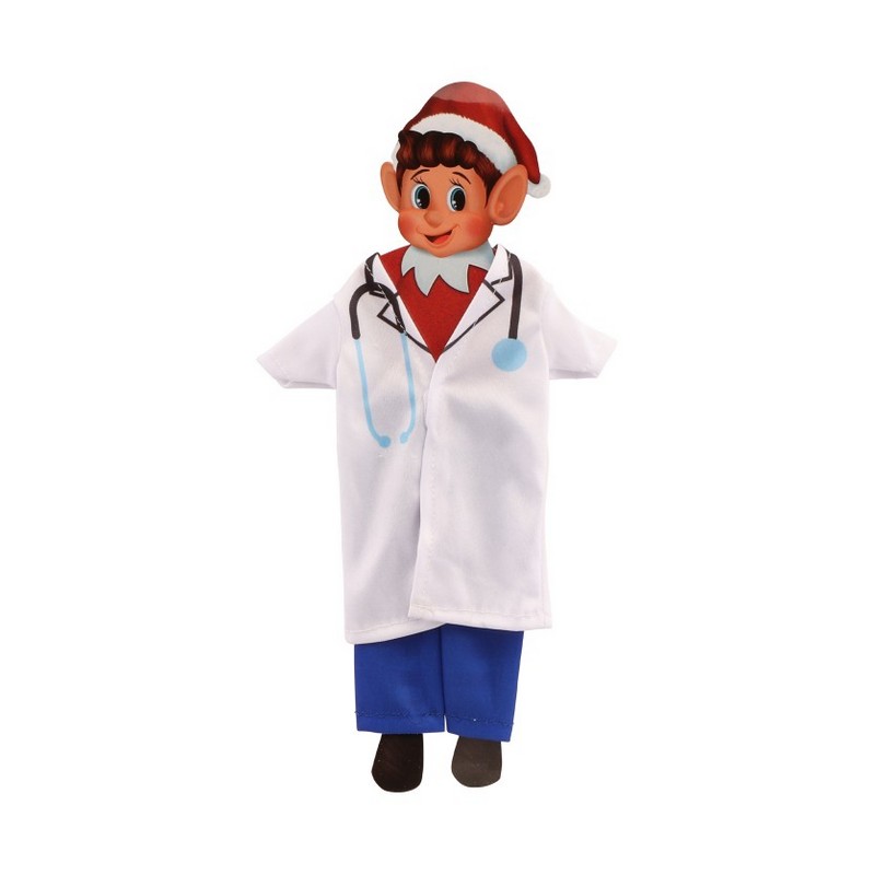 Elf On The Shelf Læge Outfit - 1 stk (10 cm x 0,5 cm x 24 cm) | Læge Julepynt - Temashop
