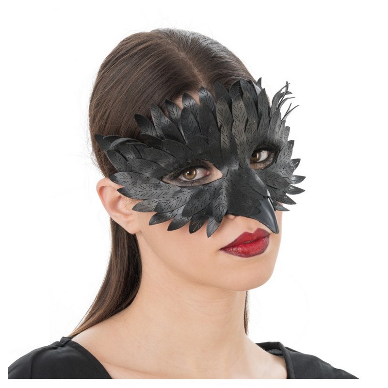 Ravn Halvmaske Sort | Halloween Maske - Hovedtilbehør - Temashop