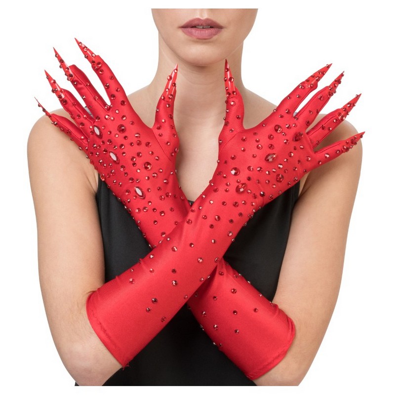 Diamant Djævlehandsker Rød (44,5 cm x 9,5 cm) | Djævel Handsker - Beklædning - Temashop