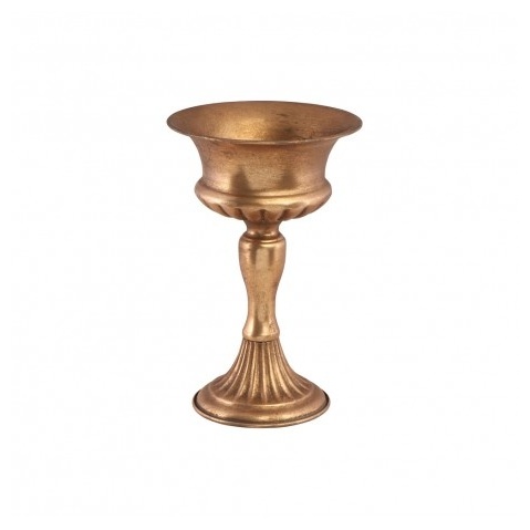 Børstet Metal Pokal Guld - 1 stk (15,5 x 24,5 cm) | Guld tema Vase - Temashop