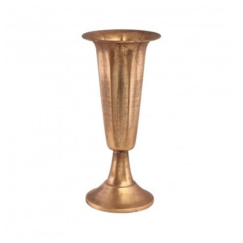 Børstet Metalvase Mat Guld - 1 stk (13,5 x 30 cm) | Guld tema Vase - Temashop