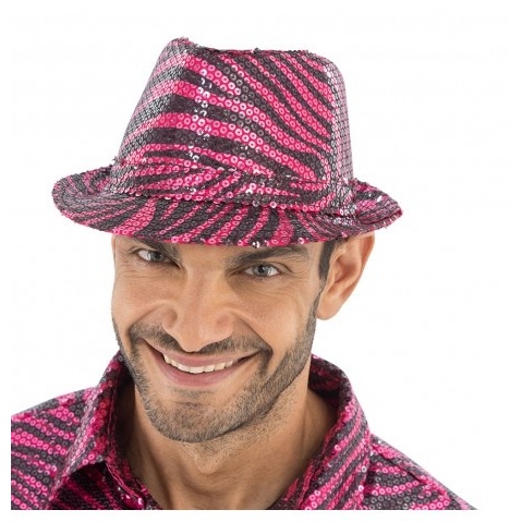 Glimmer Tigerprint Fedora Pink