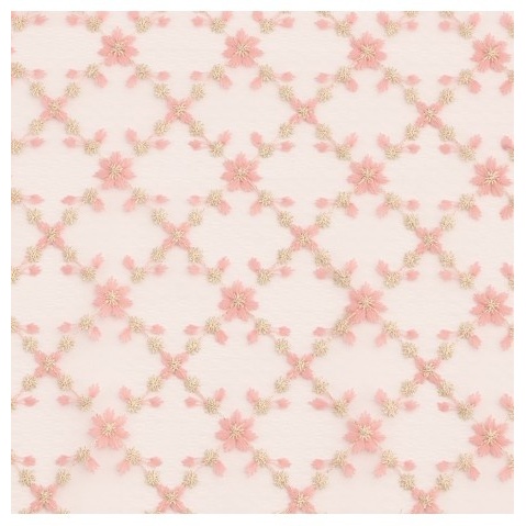 Broderet Blomster Bordløber Guld/Lyserød